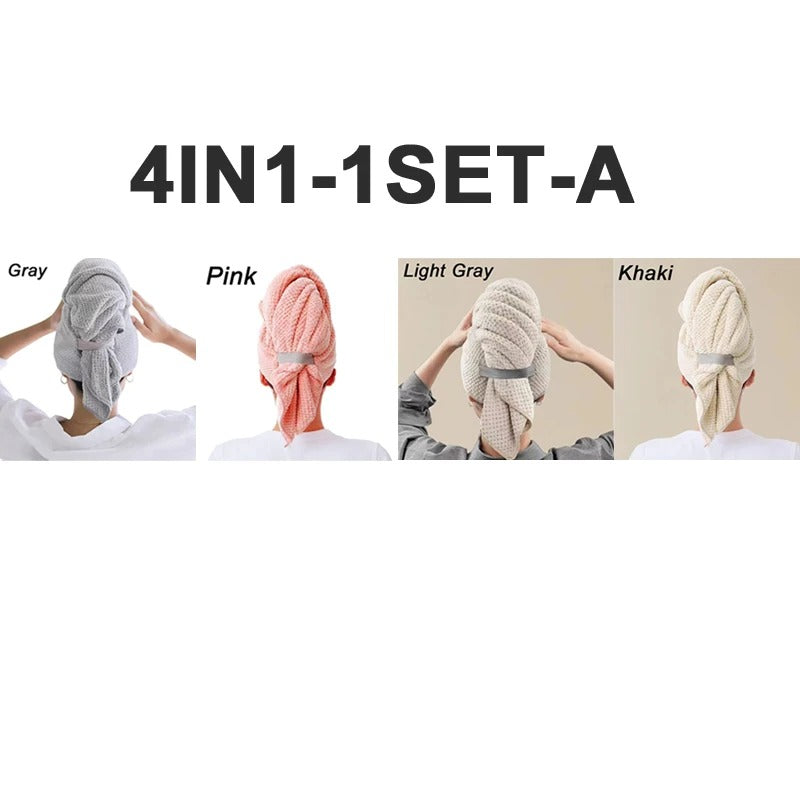 Solid Colour Hair Towel Textured Dry Hair Cap
