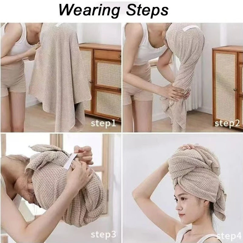 Solid Colour Hair Towel Textured Dry Hair Cap