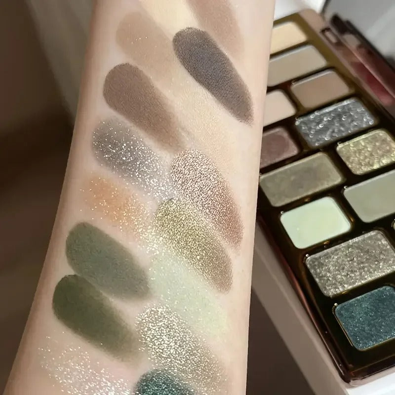 16 Colour Green Pearl Eyeshadow Palette