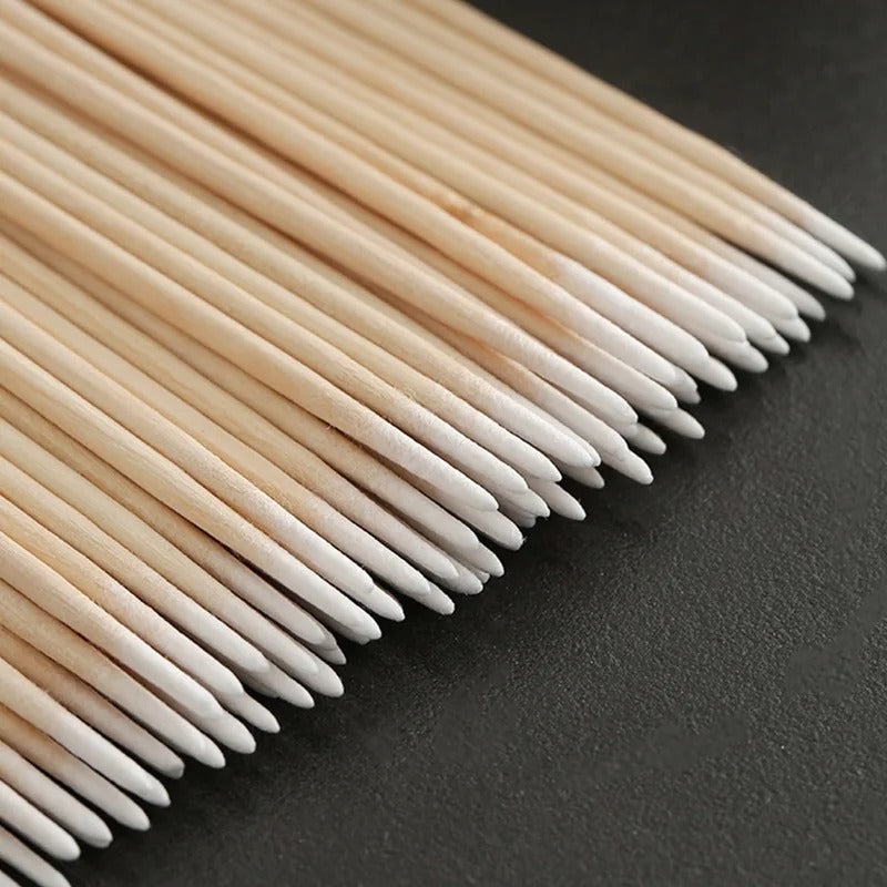100pcs Nails Wooden Cotton Swab