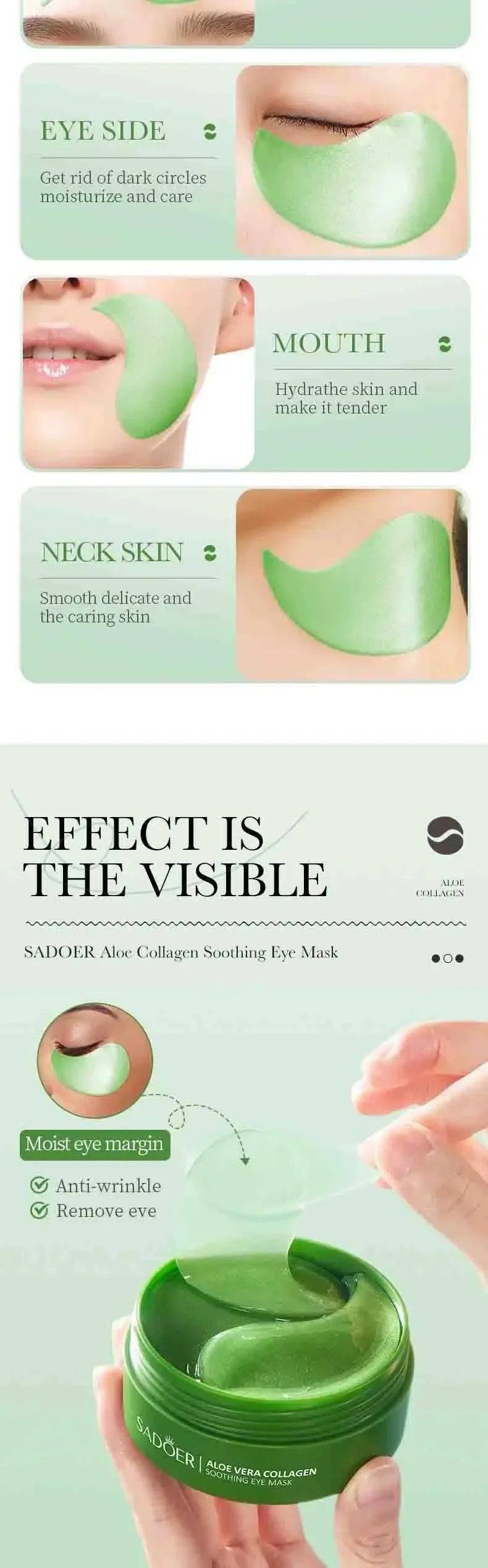 Aloe Vera Collagen Eye Masks, 60pcs