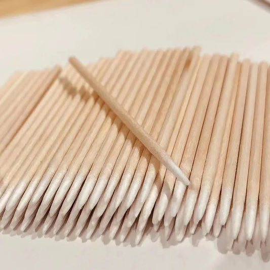 100pcs Nails Wooden Cotton Swab