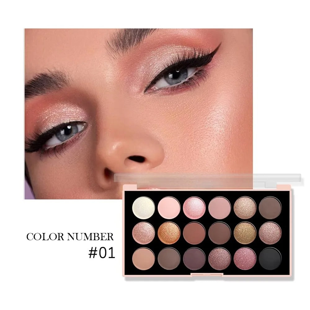 18-Color Eyeshadow Palette – Matte & Pearlescent
