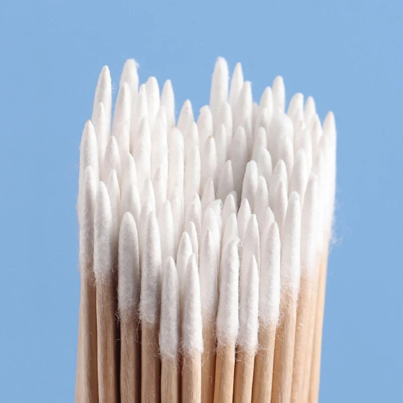 100pcs Nails Wooden Cotton Swab