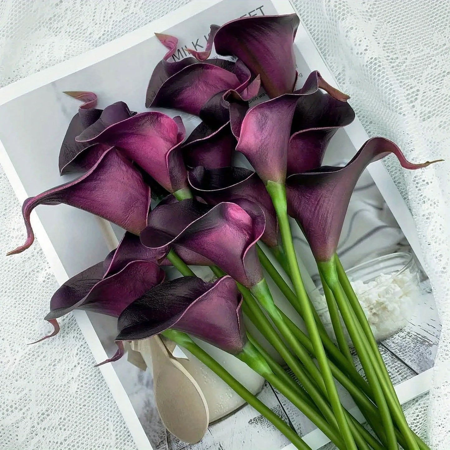 5PCS Artificial Flowers Calla Lily Faux PU