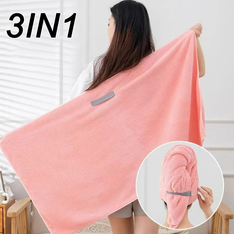 Solid Colour Hair Towel Textured Dry Hair Cap