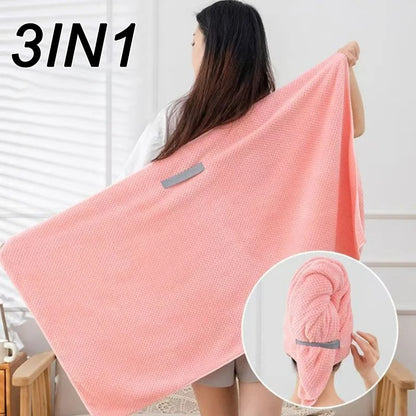 Solid Colour Hair Towel Textured Dry Hair Cap