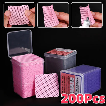200pcs/box Lint-Free Nail Polish Remover Wipes