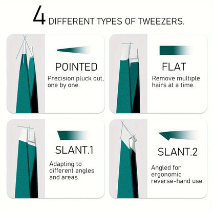 Dark Green Eyebrow Tweezers set