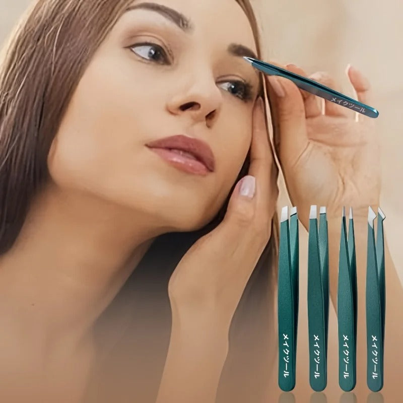 Dark Green Eyebrow Tweezers set