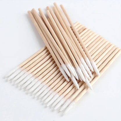 100pcs Nails Wooden Cotton Swab