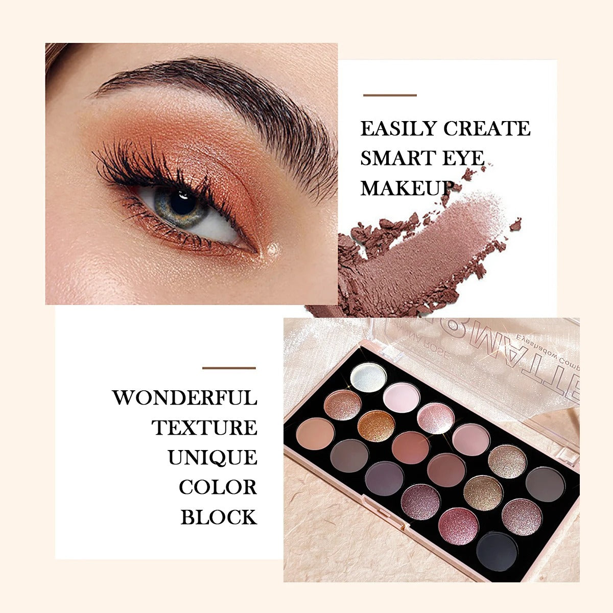 18-Color Eyeshadow Palette – Matte & Pearlescent