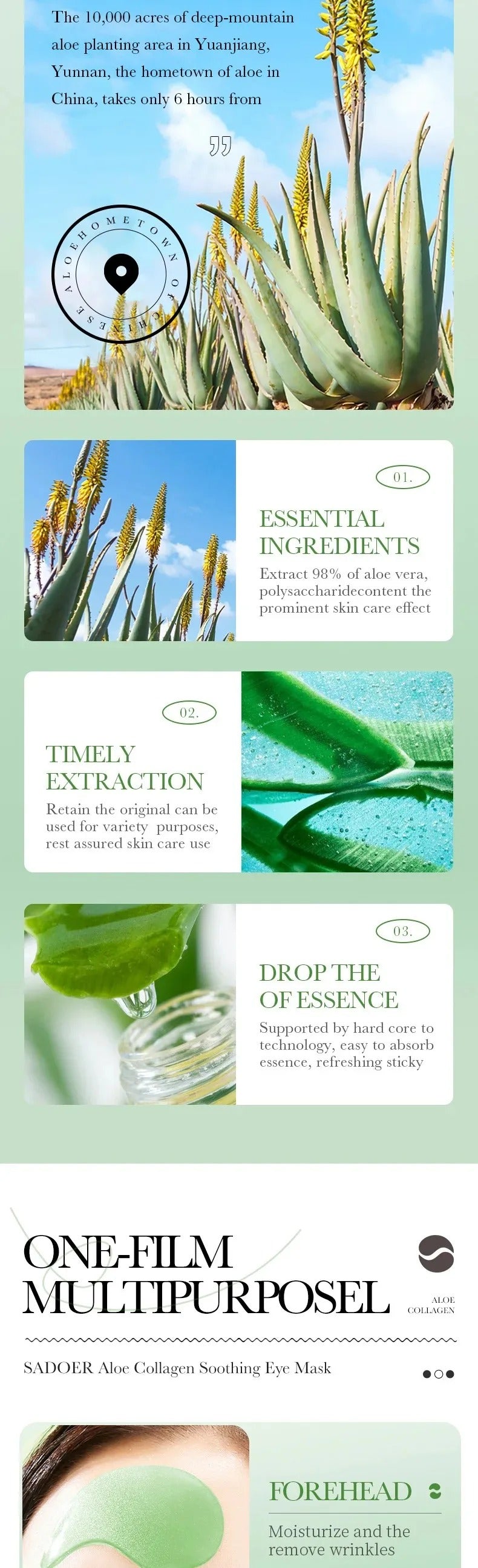 Aloe Vera Collagen Eye Masks, 60pcs