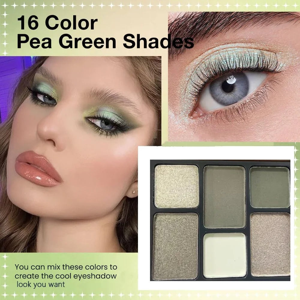 16 Colour Green Pearl Eyeshadow Palette