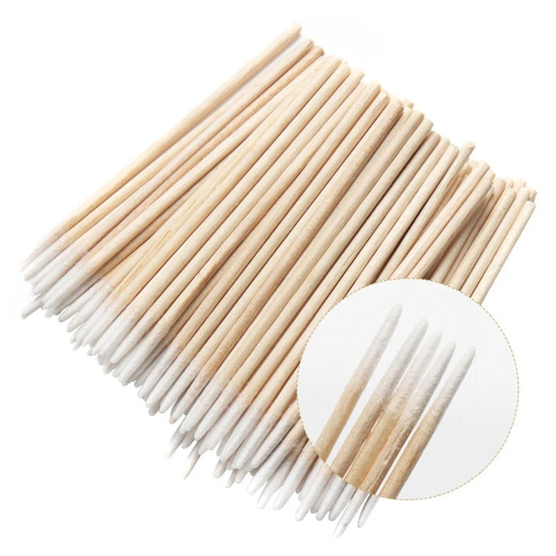 100pcs Nails Wooden Cotton Swab