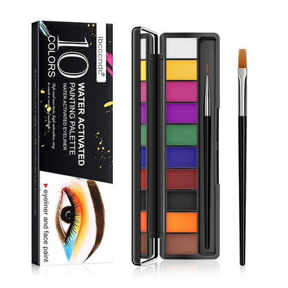 10Colors Face Paint Palette for Body, Halloween Party