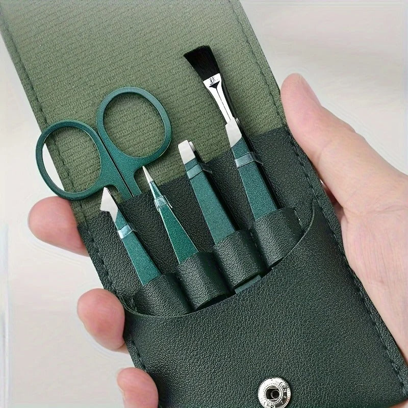 Dark Green Eyebrow Tweezers set