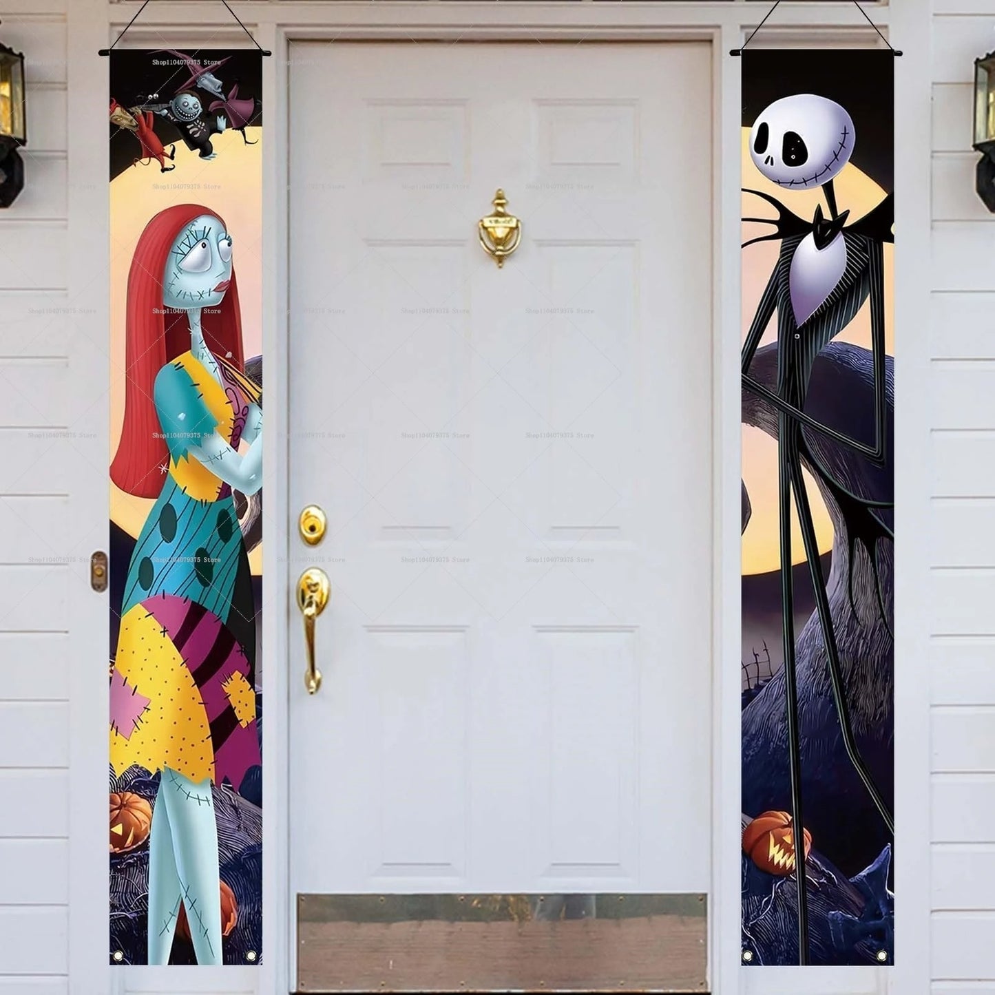 Happy Halloween Porch Banner Hanging "The Nightmare Before Christmas"