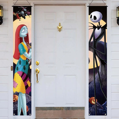 Happy Halloween Porch Banner Hanging "The Nightmare Before Christmas"