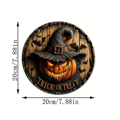 Halloween Wooden Wreath Logo Retro Pumpkin Head