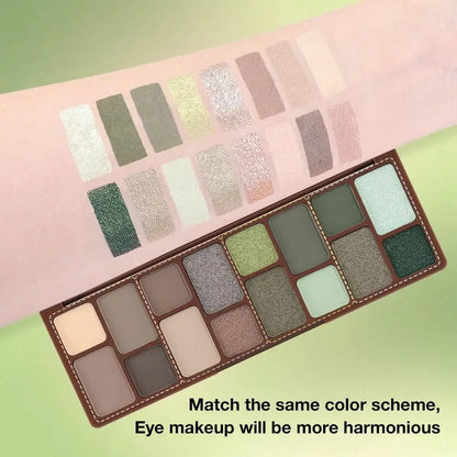 16 Colour Green Pearl Eyeshadow Palette