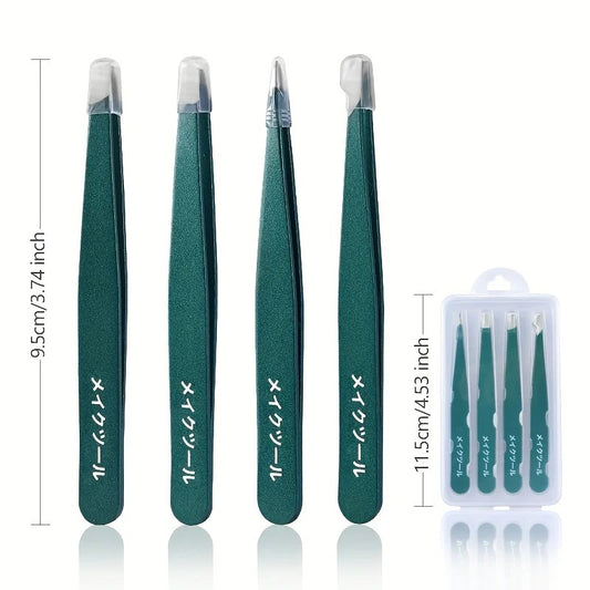 Dark Green Eyebrow Tweezers set