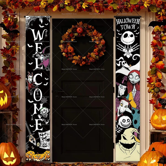 Happy Halloween Porch Banner Hanging "The Nightmare Before Christmas"