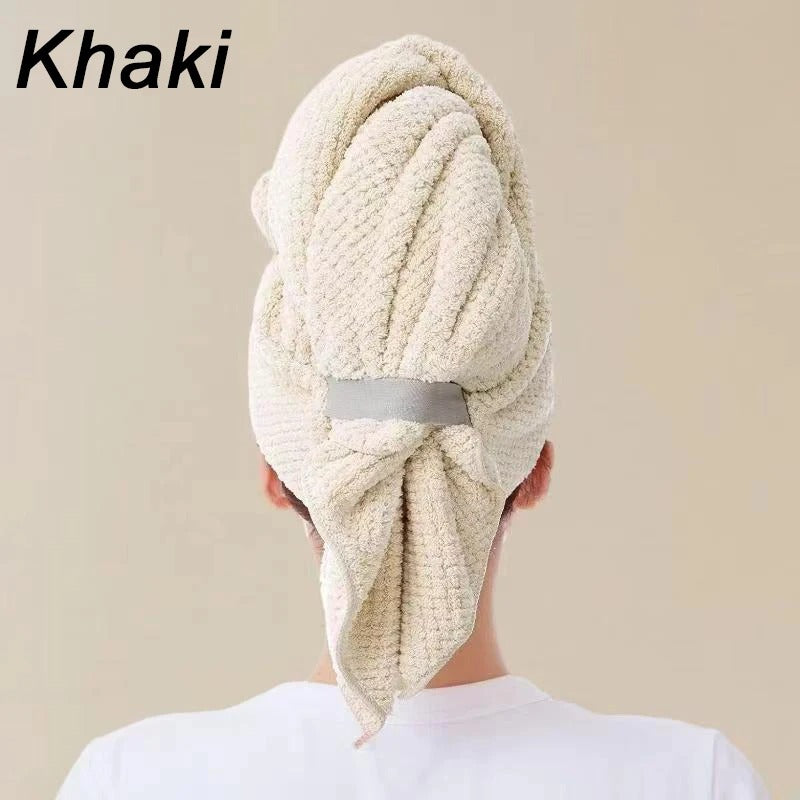 Solid Colour Hair Towel Textured Dry Hair Cap