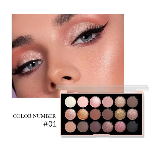18-Color Eyeshadow Palette – Matte & Pearlescent