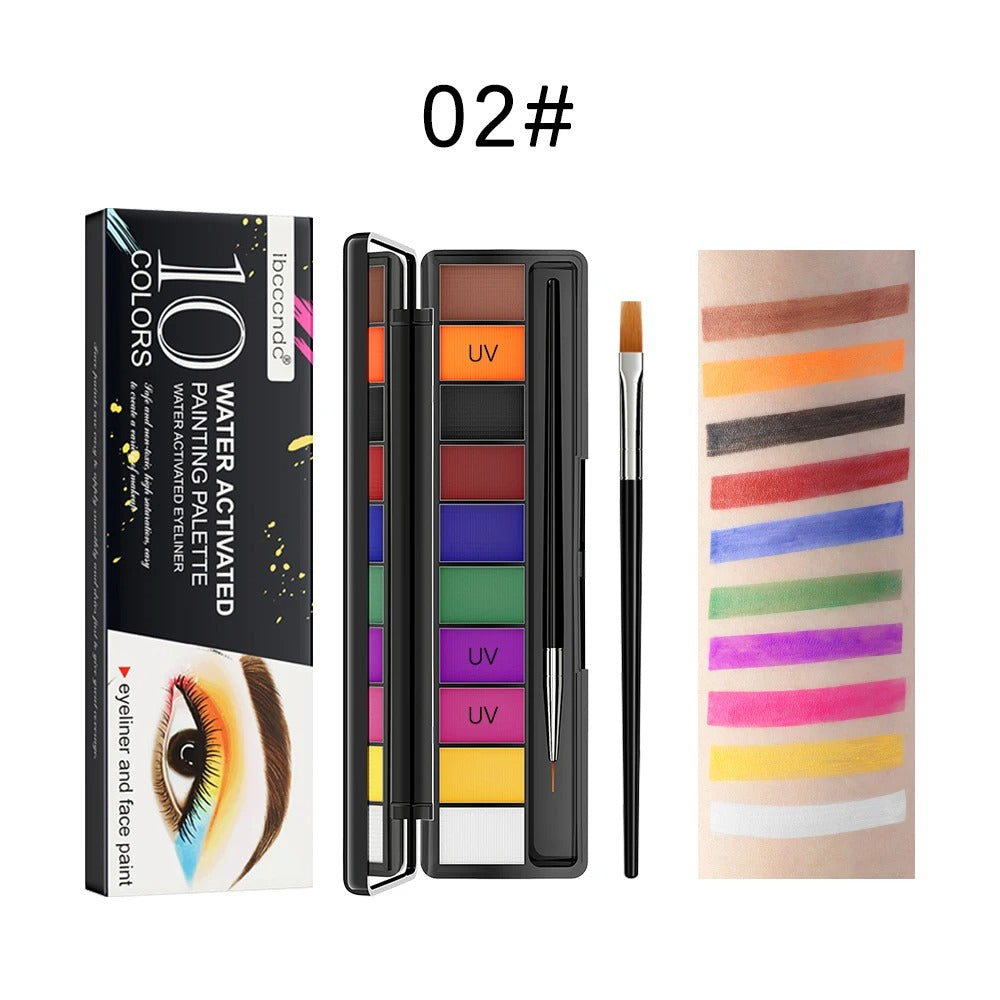 10Colors Face Paint Palette for Body, Halloween Party