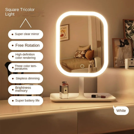 Niche Modern Desktop Vanity Mirror with 3-Color LED Lights