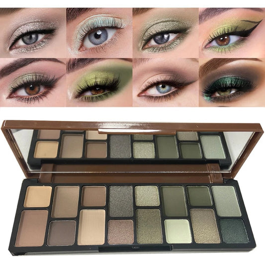 16 Colour Green Pearl Eyeshadow Palette