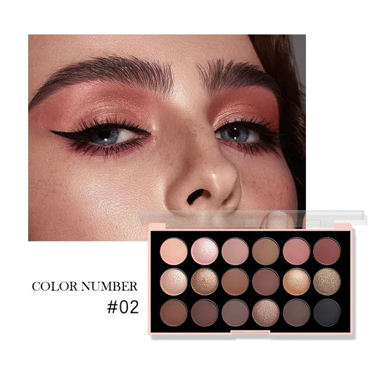 18-Color Eyeshadow Palette – Matte & Pearlescent
