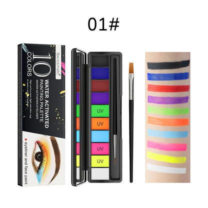 10Colors Face Paint Palette for Body, Halloween Party